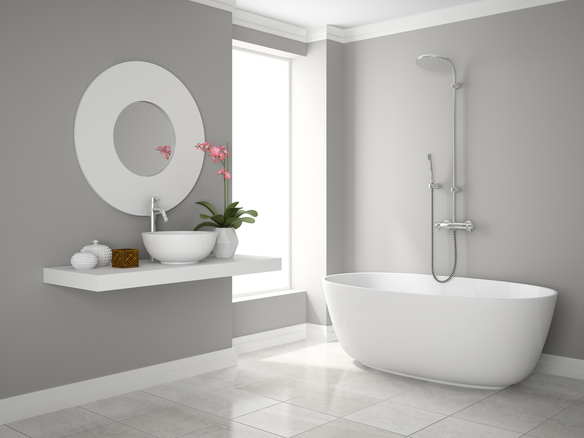 Interior of Modern Bathroom 3D Rendering